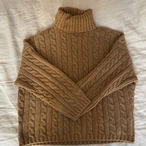 Abercrombie & Fitch Brown Cable Knit Turtleneck Sweater
